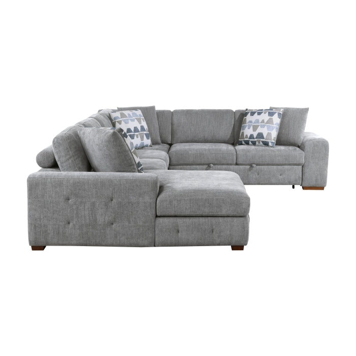 Homelegance - Raife 5 Piece Sectional with Left Chaise and Storage Ottoman in Gray - 9624GY*5LC2R - GreatFurnitureDeal