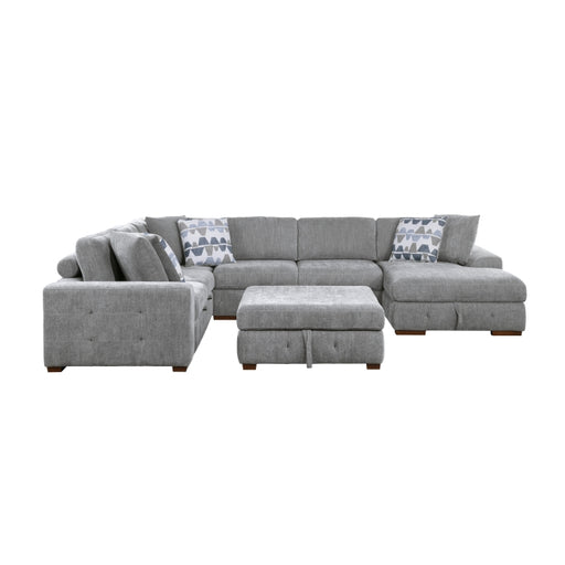 Homelegance - Raife 5 Piece Sectional with Right Chaise and Storage Ottoman in Gray - 9624GY*52LRC - GreatFurnitureDeal