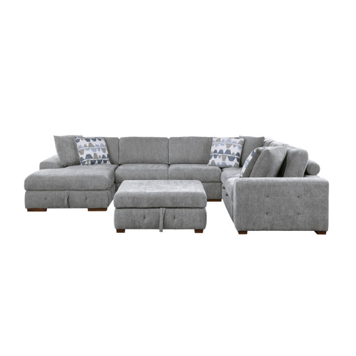 Homelegance - Raife 5 Piece Sectional with Left Chaise and Storage Ottoman in Gray - 9624GY*5LC2R - GreatFurnitureDeal