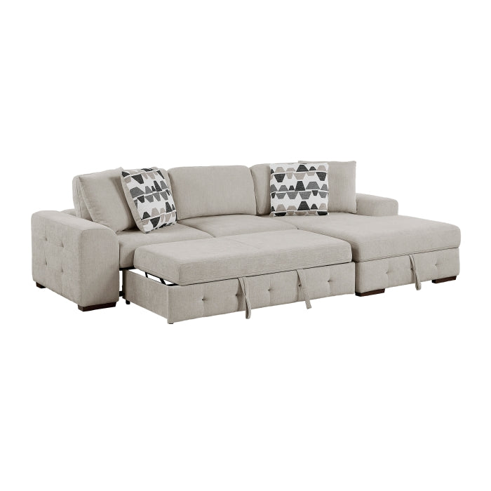 Homelegance - Raife 3-Piece Sectional with Right Chaise and Ottoman in Taupe - 9624TP*32LRC - GreatFurnitureDeal