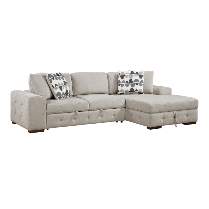 Homelegance - Raife 3-Piece Sectional with Right Chaise and Ottoman in Taupe - 9624TP*32LRC - GreatFurnitureDeal