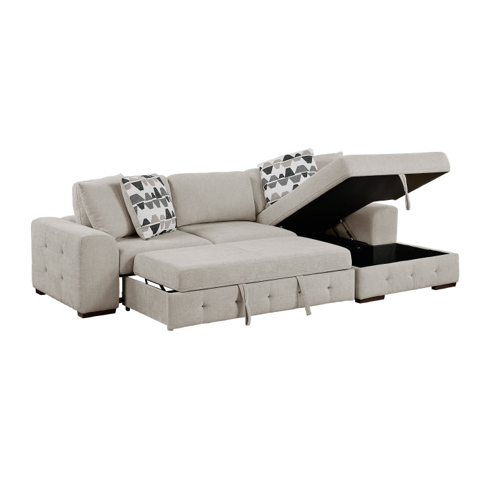 Homelegance - Raife 3-Piece Sectional with Right Chaise and Ottoman in Taupe - 9624TP*32LRC - GreatFurnitureDeal