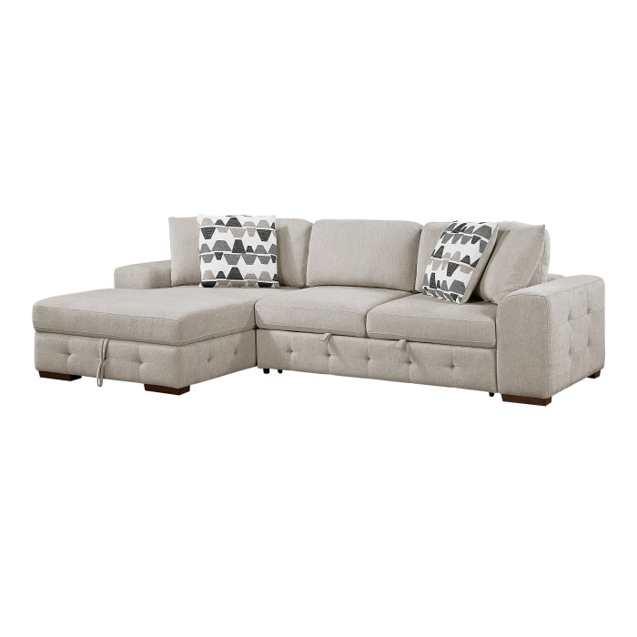 Homelegance - Raife 2-Piece Sectional with Left Chaise in Taupe - 9624TP*2LC2R - GreatFurnitureDeal