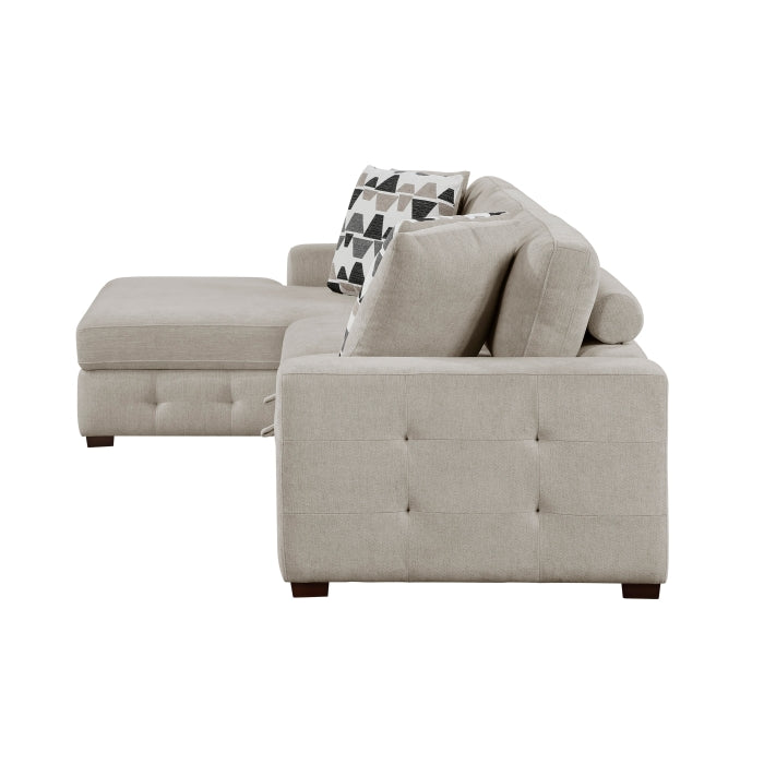 Homelegance - Raife 3-Piece Sectional with Left Chaise and Ottoman in Taupe - 9624TP*3LC2R - GreatFurnitureDeal