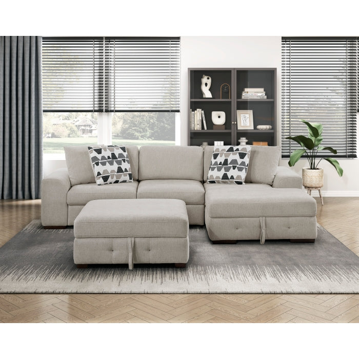 Homelegance - Raife 3-Piece Sectional with Right Chaise and Ottoman in Taupe - 9624TP*32LRC - GreatFurnitureDeal