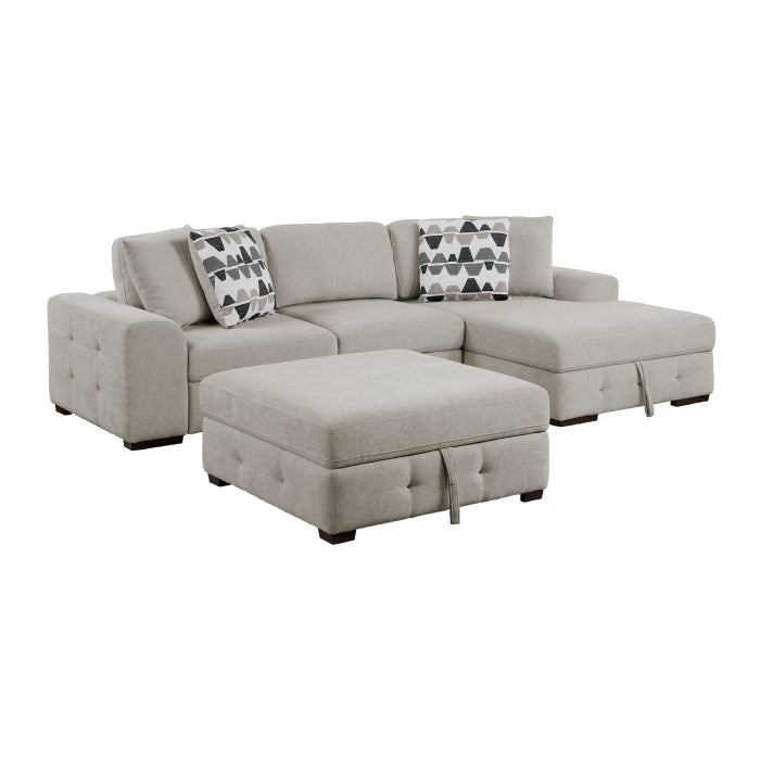 Homelegance - Raife 3-Piece Sectional with Right Chaise and Ottoman in Taupe - 9624TP*32LRC - GreatFurnitureDeal
