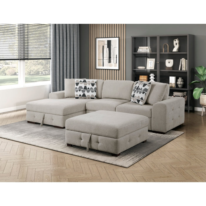 Homelegance - Raife 3-Piece Sectional with Left Chaise and Ottoman in Taupe - 9624TP*3LC2R - GreatFurnitureDeal