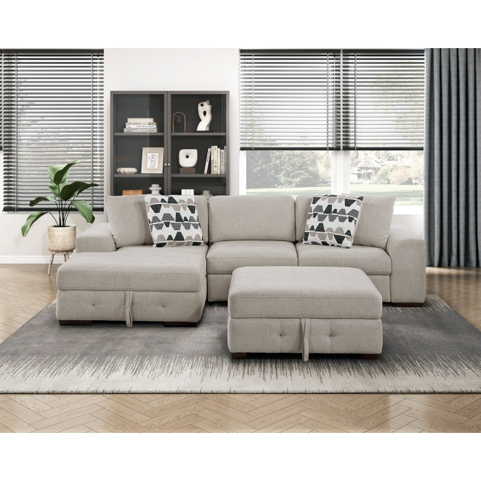 Homelegance - Raife 3-Piece Sectional with Left Chaise and Ottoman in Taupe - 9624TP*3LC2R - GreatFurnitureDeal