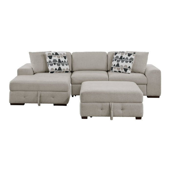 Homelegance - Raife 3-Piece Sectional with Left Chaise and Ottoman in Taupe - 9624TP*3LC2R - GreatFurnitureDeal