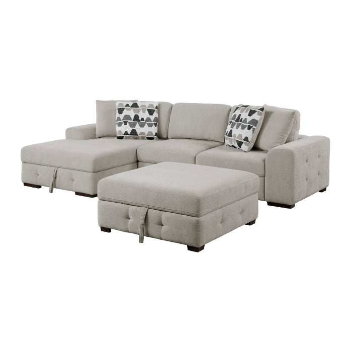 Homelegance - Raife 3-Piece Sectional with Left Chaise and Ottoman in Taupe - 9624TP*3LC2R - GreatFurnitureDeal