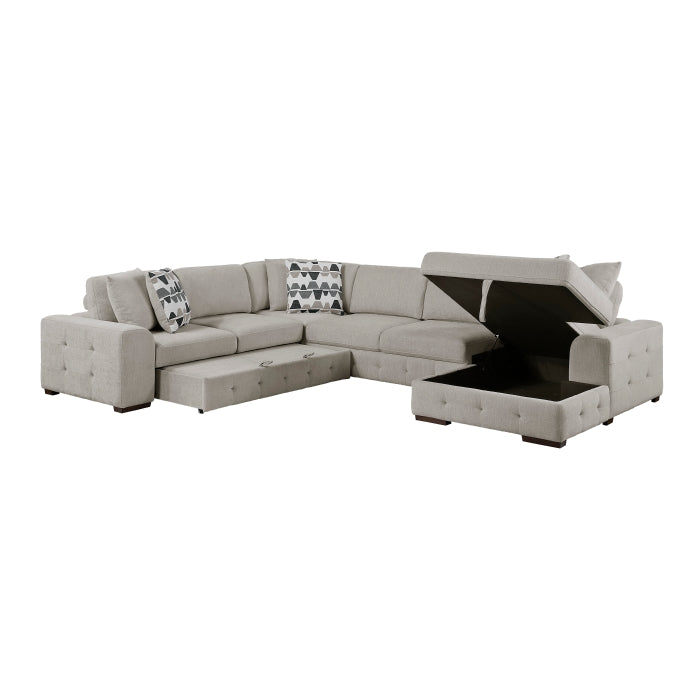 Homelegance - Raife 5-Piece Sectional with Right Chaise and Storage Ottoman in Taupe - 9624TP*52LRC - GreatFurnitureDeal