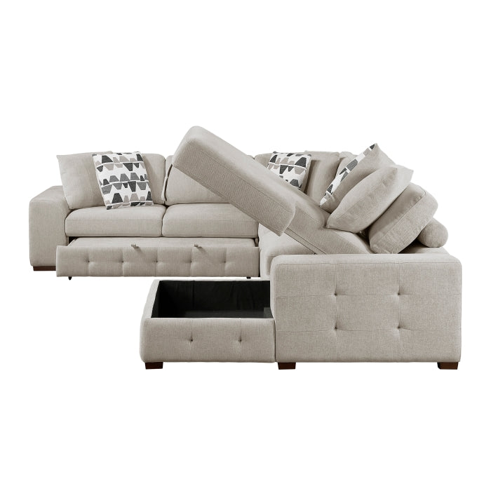 Homelegance - Raife 5-Piece Sectional with Right Chaise and Storage Ottoman in Taupe - 9624TP*52LRC - GreatFurnitureDeal