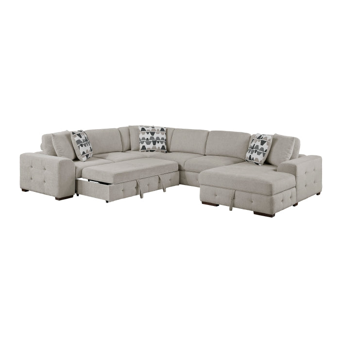 Homelegance - Raife 5-Piece Sectional with Right Chaise and Storage Ottoman in Taupe - 9624TP*52LRC - GreatFurnitureDeal