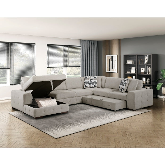 Homelegance - Raife 4-Piece Sectional with Left Chaise in Taupe - 9624TP*42RLC - GreatFurnitureDeal