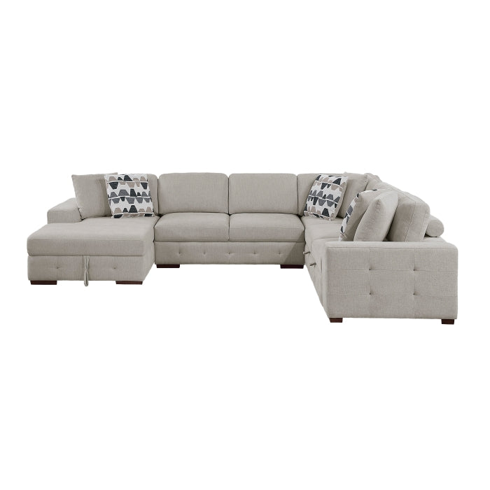 Homelegance - Raife 5-Piece Sectional with Left Chaise and Storage Ottoman in Taupe - 9624TP*5LC2R - GreatFurnitureDeal