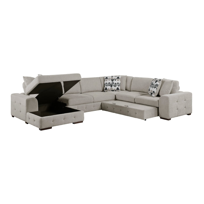 Homelegance - Raife 5-Piece Sectional with Left Chaise and Storage Ottoman in Taupe - 9624TP*5LC2R - GreatFurnitureDeal