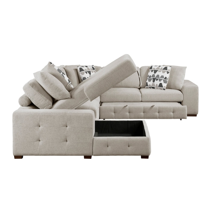 Homelegance - Raife 4-Piece Sectional with Left Chaise in Taupe - 9624TP*42RLC - GreatFurnitureDeal