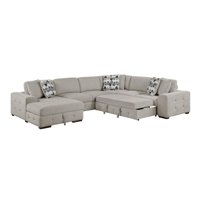 Homelegance - Raife 5-Piece Sectional with Left Chaise and Storage Ottoman in Taupe - 9624TP*5LC2R - GreatFurnitureDeal