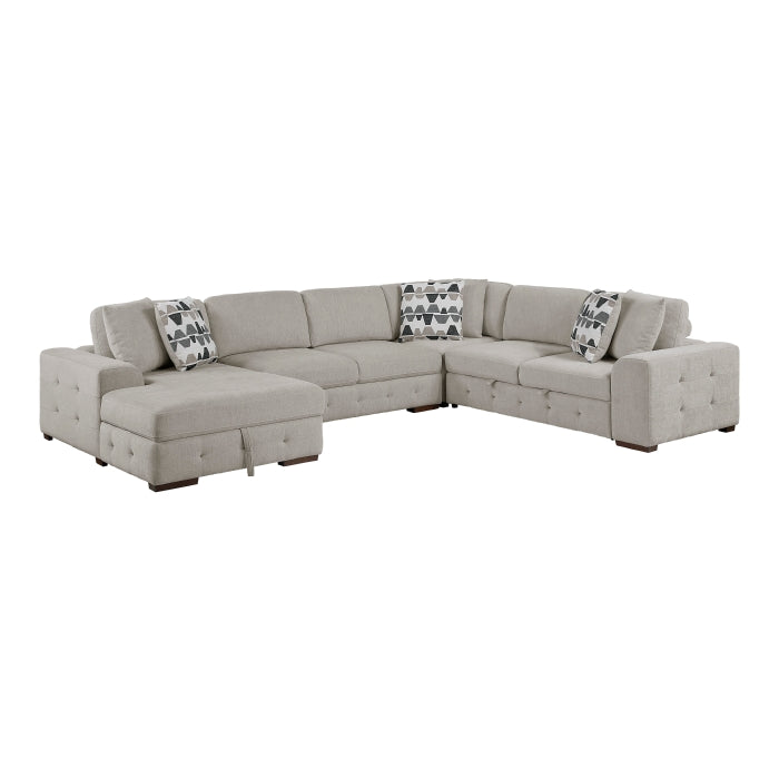 Homelegance - Raife 5-Piece Sectional with Left Chaise and Storage Ottoman in Taupe - 9624TP*5LC2R - GreatFurnitureDeal