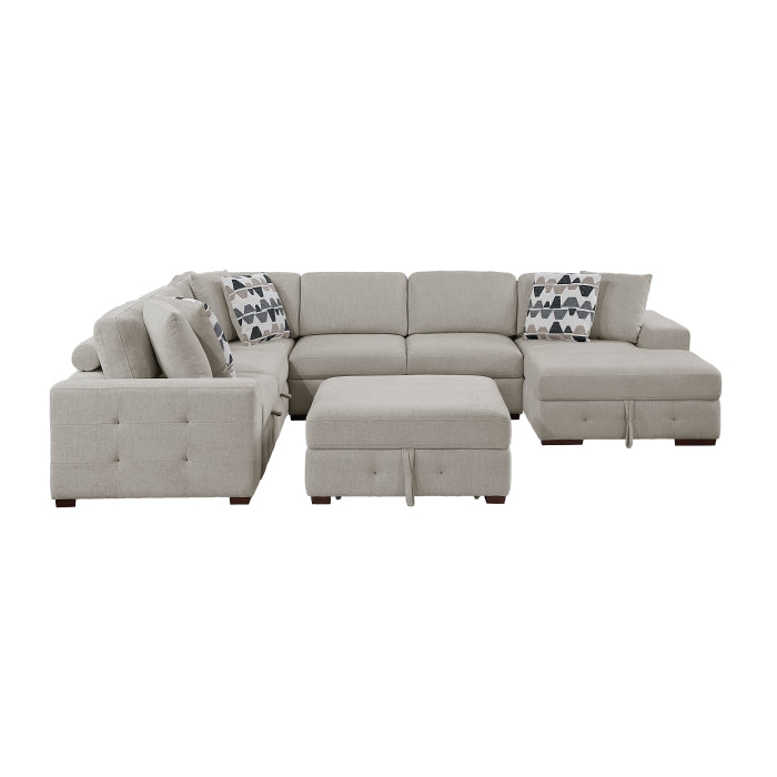 Homelegance - Raife 5-Piece Sectional with Right Chaise and Storage Ottoman in Taupe - 9624TP*52LRC - GreatFurnitureDeal