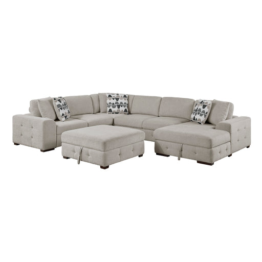 Homelegance - Raife 5-Piece Sectional with Right Chaise and Storage Ottoman in Taupe - 9624TP*52LRC - GreatFurnitureDeal