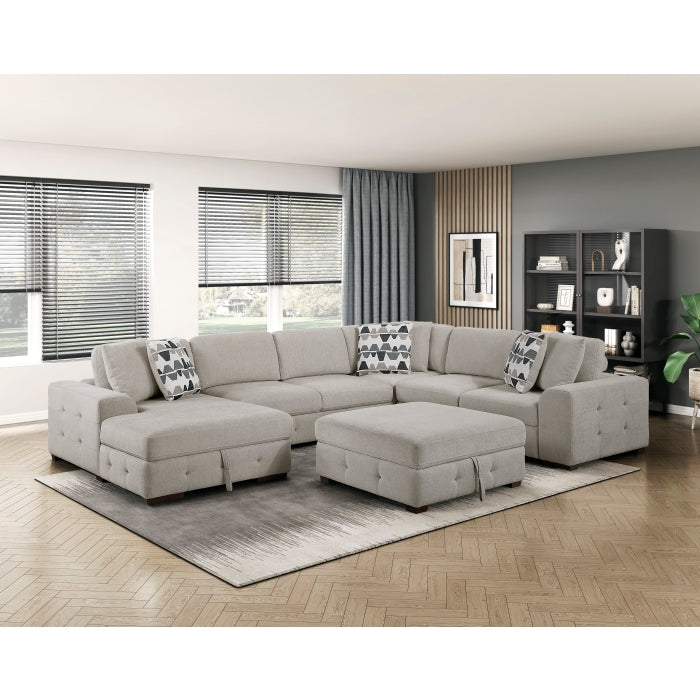 Homelegance - Raife 5-Piece Sectional with Left Chaise and Storage Ottoman in Taupe - 9624TP*5LC2R - GreatFurnitureDeal