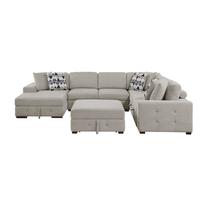 Homelegance - Raife 5-Piece Sectional with Left Chaise and Storage Ottoman in Taupe - 9624TP*5LC2R - GreatFurnitureDeal