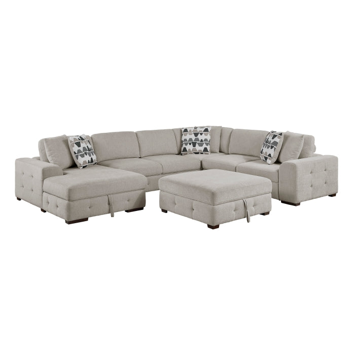 Homelegance - Raife 5-Piece Sectional with Left Chaise and Storage Ottoman in Taupe - 9624TP*5LC2R - GreatFurnitureDeal