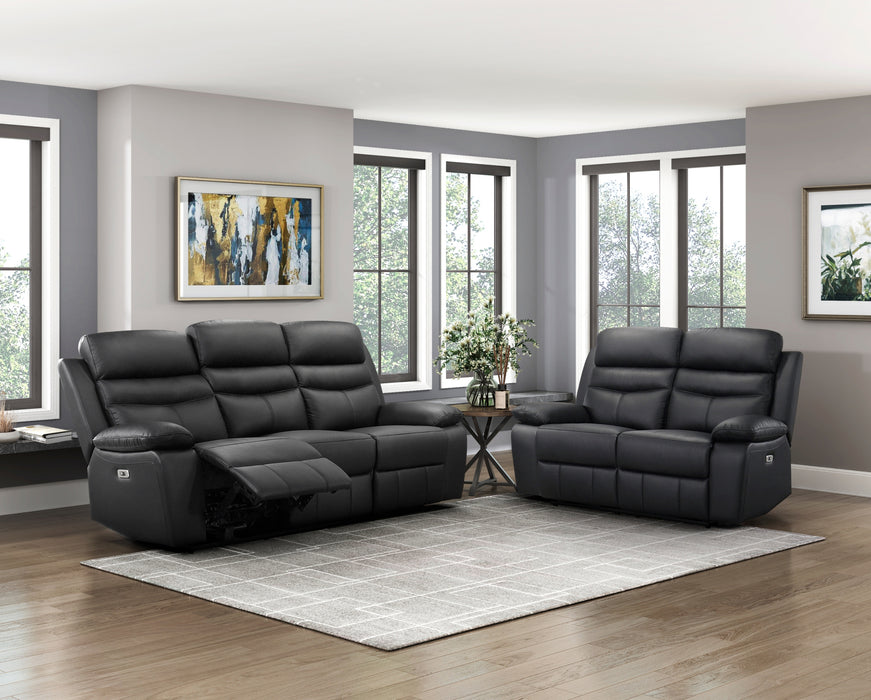 Homelegance - Hancock 3 Piece Power Double Reclining Living Room Set in Black - 9628BLK*3PW