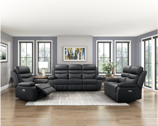 Homelegance - Hancock 3 Piece Power Double Reclining Living Room Set in Black - 9628BLK*3PW - GreatFurnitureDeal