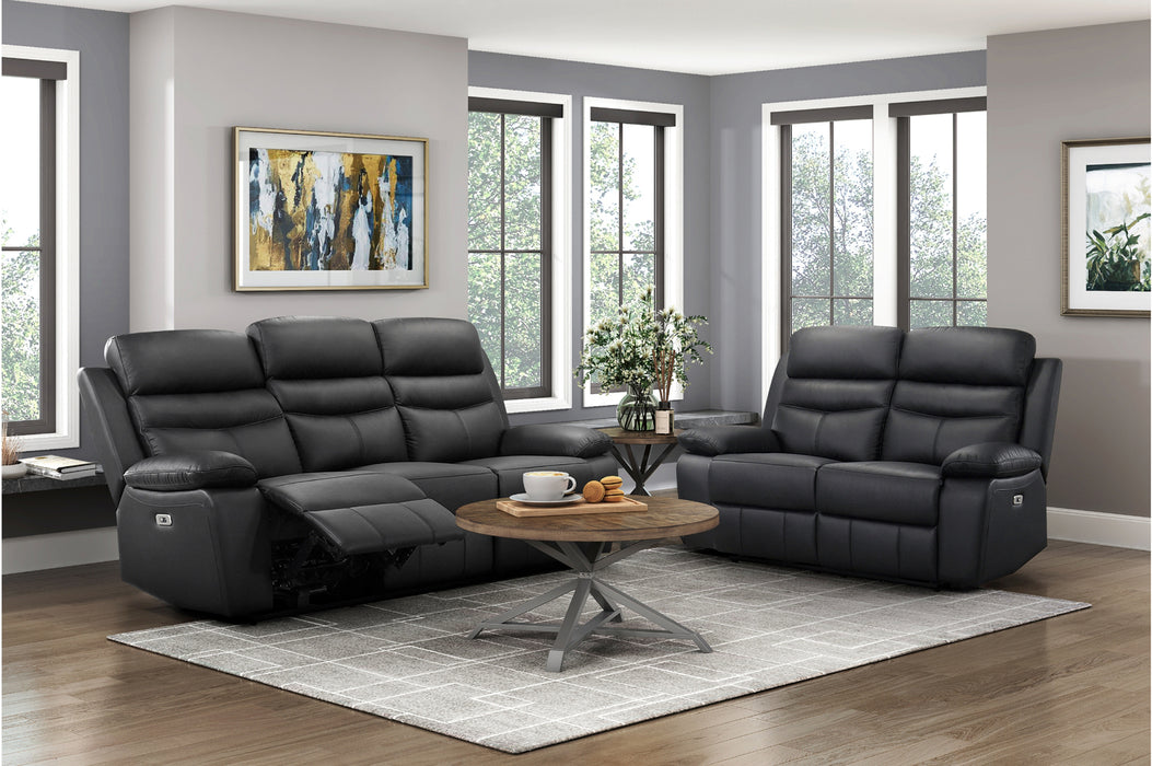 Homelegance - Hancock 2 Piece Power Double Reclining Sofa Set in Black - 9628BLK*2PW