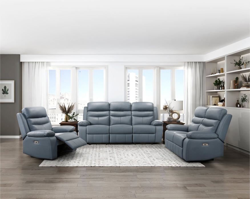 Homelegance - Hancock 2 Piece Power Double Reclining Sofa Set in Blue - 9628BUE*2PW