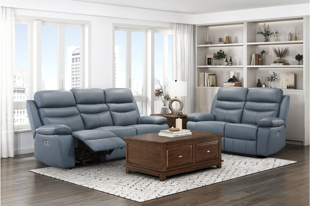 Homelegance - Hancock 2 Piece Power Double Reclining Sofa Set in Blue - 9628BUE*2PW