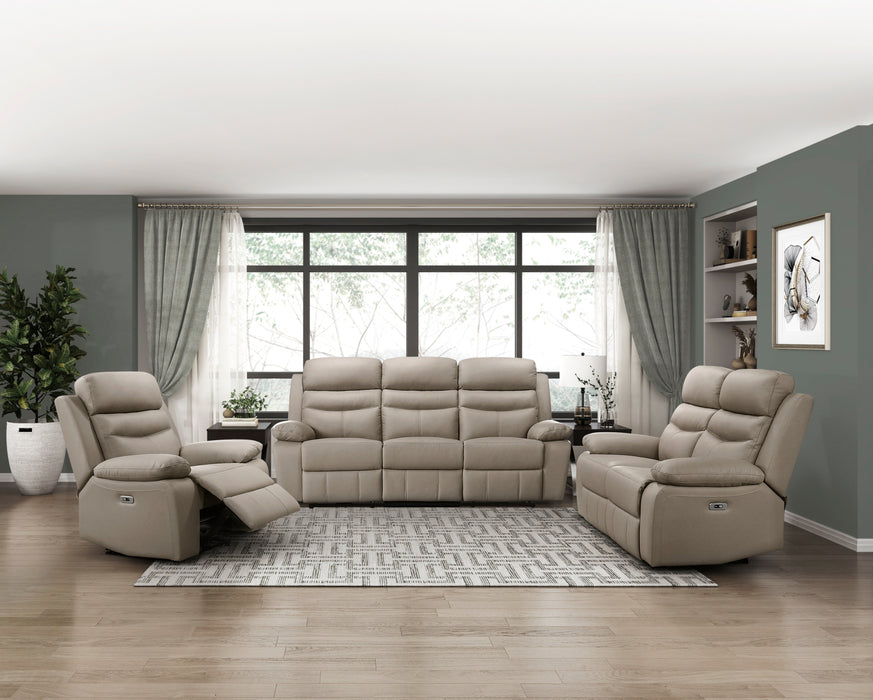 Homelegance - Hancock Power Double Reclining Sofa in Latte - 9628LTE-3PW