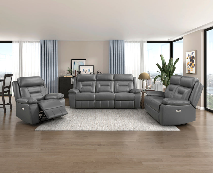 Homelegance - Laconia 2 Piece Power Double Reclining Sofa Set in Dark gray - 9629DGY*2PW