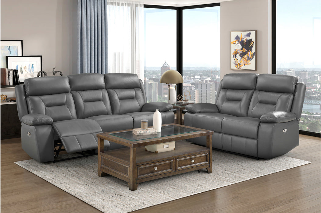 Homelegance - Laconia 2 Piece Power Double Reclining Sofa Set in Dark gray - 9629DGY*2PW