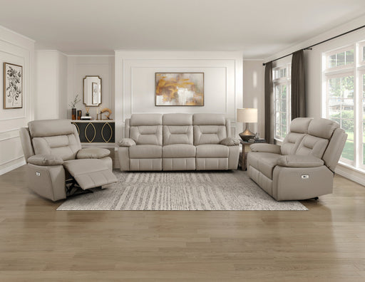Homelegance - Laconia 3 Piece Power Double Reclining Living Room Set in Latte - 9629LTE*3PW - GreatFurnitureDeal