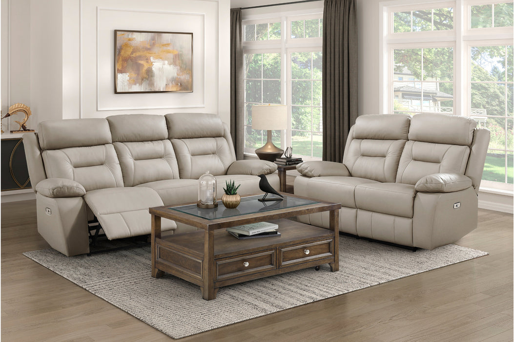 Homelegance - Laconia Power Double Reclining Sofa in Latte - 9629LTE-3PW
