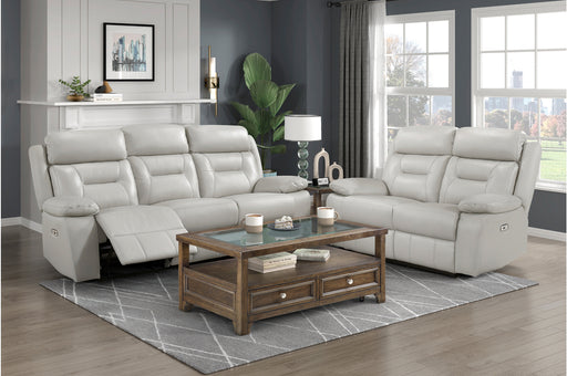 Homelegance - Laconia 2 Piece Power Double Reclining Sofa Set in Silver - 9629SVE*2PW - GreatFurnitureDeal