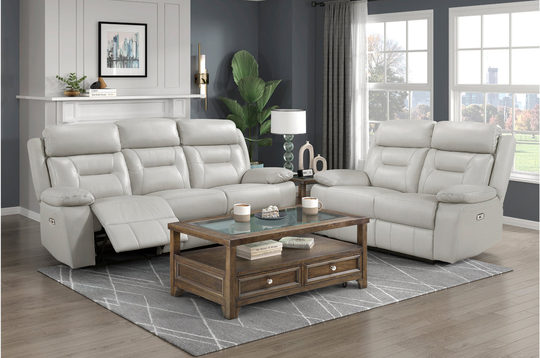Homelegance - Laconia 3 Piece Power Double Reclining Living Room Set in Silver - 9629SVE*3PW