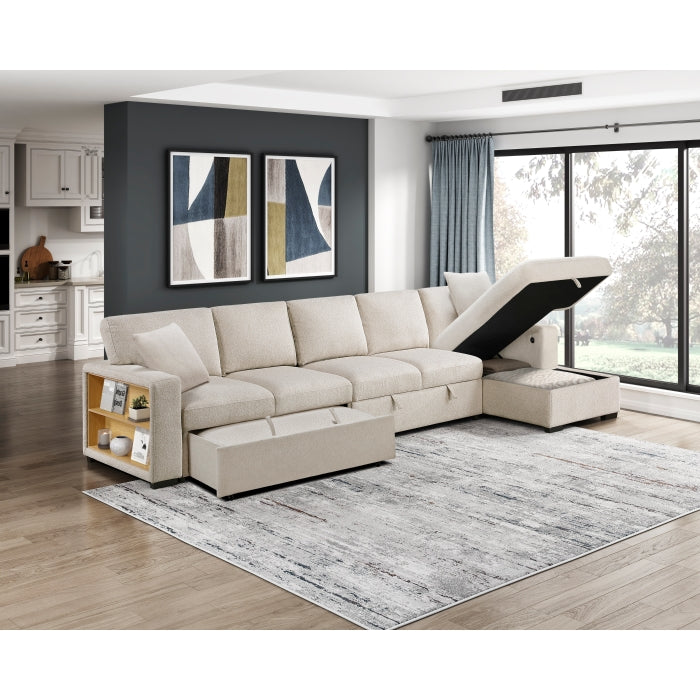 Homelegance - Pompano Sectional with Right Chaise in Beige - 9630BE*32LRC - GreatFurnitureDeal