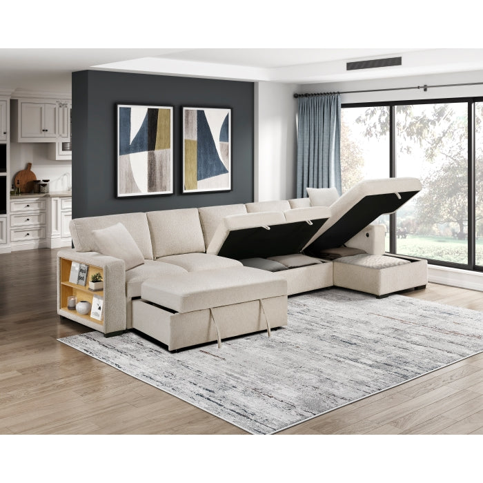 Homelegance - Pompano Sectional with Right Chaise in Beige - 9630BE*32LRC - GreatFurnitureDeal