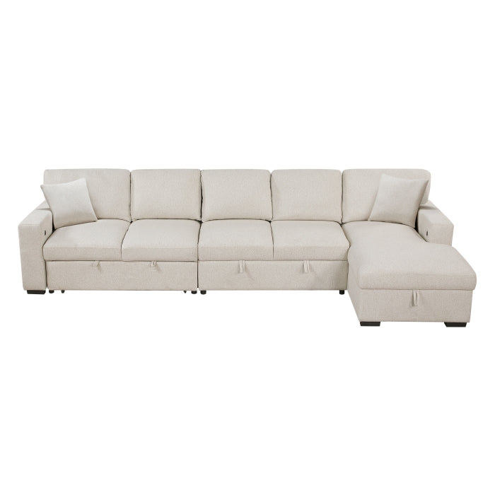 Homelegance - Pompano Sectional with Right Chaise in Beige - 9630BE*32LRC - GreatFurnitureDeal