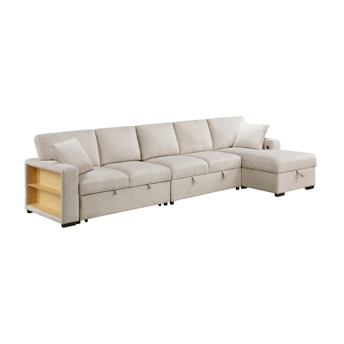 Homelegance - Pompano Sectional with Right Chaise in Beige - 9630BE*32LRC - GreatFurnitureDeal