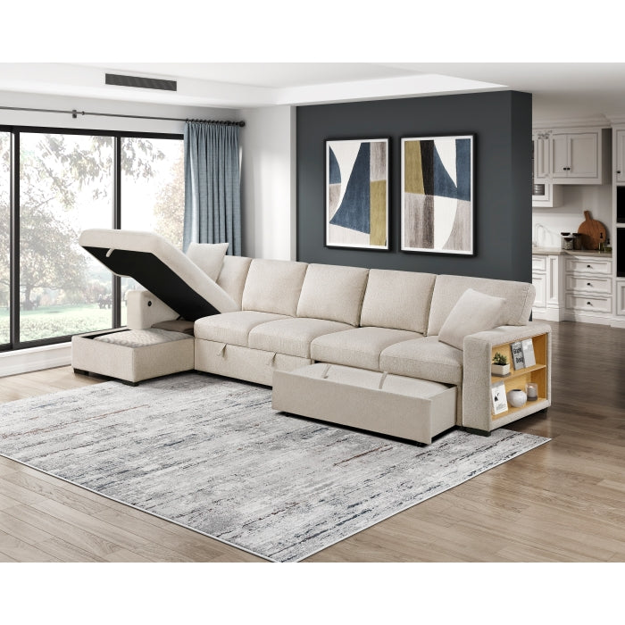 Homelegance - Pompano Sectional with Left Chaise in Beige - 9630BE*3LC2R - GreatFurnitureDeal