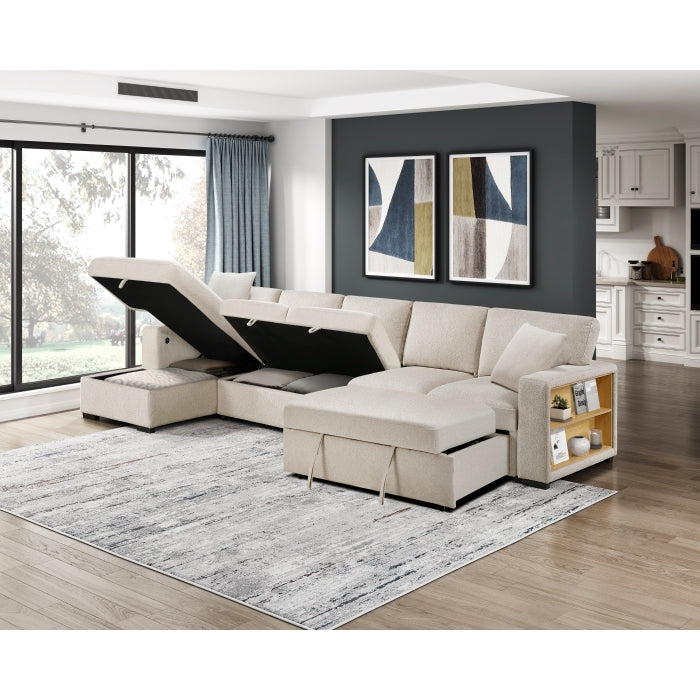Homelegance - Pompano Sectional with Left Chaise in Beige - 9630BE*3LC2R - GreatFurnitureDeal