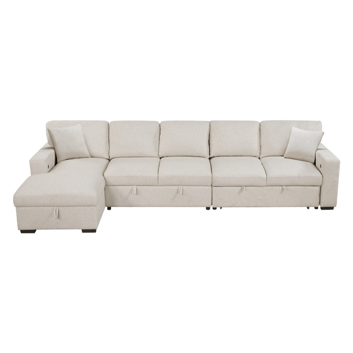 Homelegance - Pompano Sectional with Left Chaise in Beige - 9630BE*3LC2R - GreatFurnitureDeal