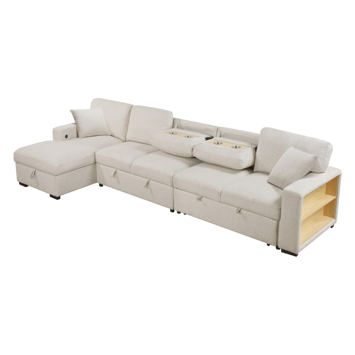 Homelegance - Pompano Sectional with Left Chaise in Beige - 9630BE*3LC2R - GreatFurnitureDeal