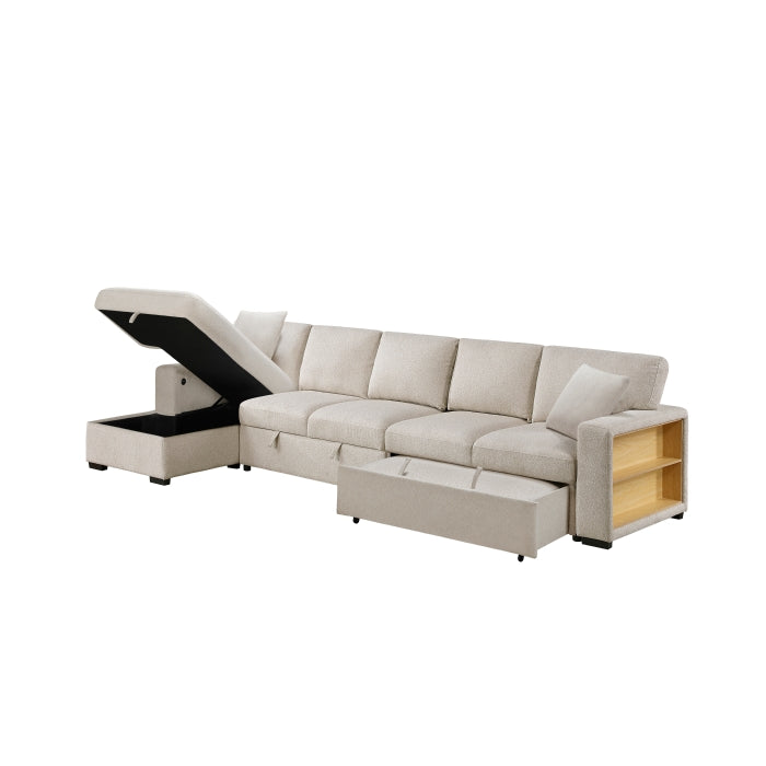 Homelegance - Pompano Sectional with Left Chaise in Beige - 9630BE*3LC2R - GreatFurnitureDeal