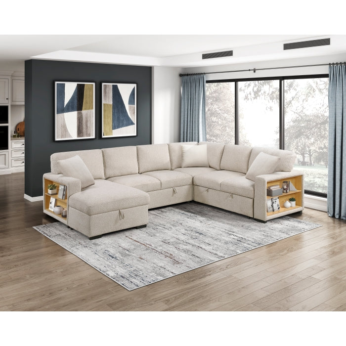Homelegance - Pompano Sectional with Left Chaise in Beige - 9630BE*4LC2R - GreatFurnitureDeal
